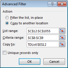 Advanced Filter Criteria